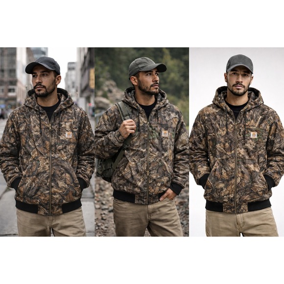 Carhartt WIP Other - Reworked Upcycled Carhartt EJ001 Black Jacket Camo Trim Size M